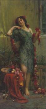 漢斯 薩茨卡 Girls with garlands of flowers